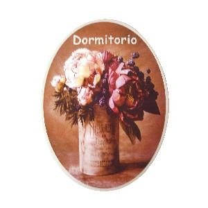 PLACA MADERA OVAL DORMITORIO FLORES