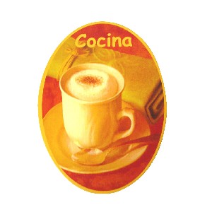 PLACA MADERA OVAL COCINA TAZA CAFE