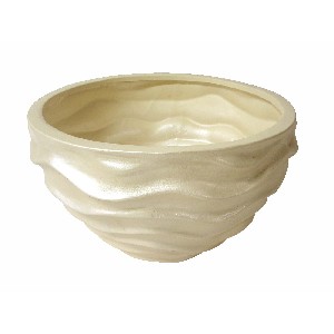 MACETERO CERAMICA CREMA ONDAS MEDIANO