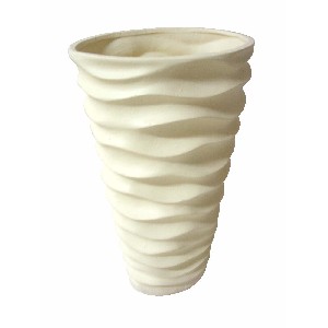 FLORERO CERAMICA BLANCO CREMA ONDAS